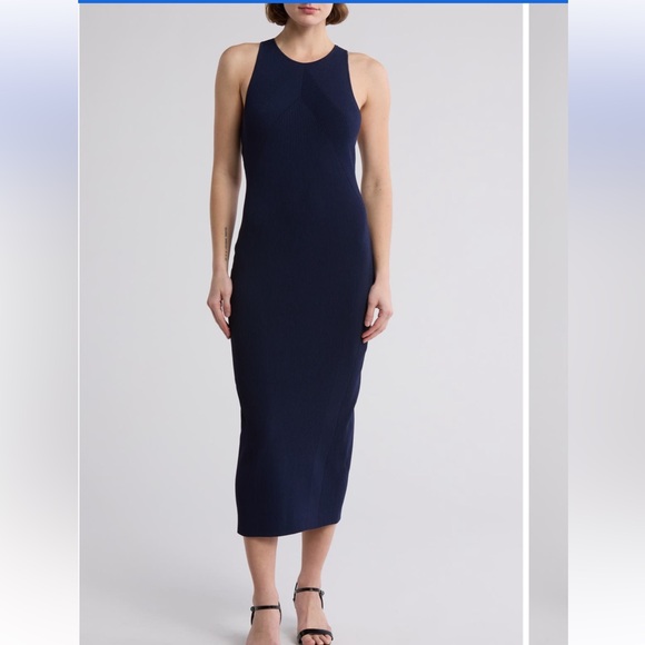NWT Rag & Bone Navy Blue Racerback Ribbed Bodycon Halter Dress Navy XS fits 2-4 - Picture 1 of 12